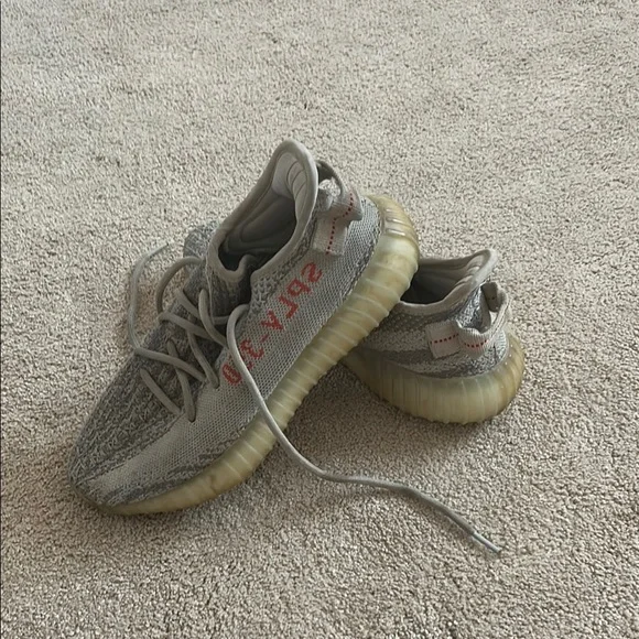 Yeezy Gray Athletic Shoes with Red Accents Yeezy | Shoes | Yeezy Gray And Red Sneakers With Boost  main image 2